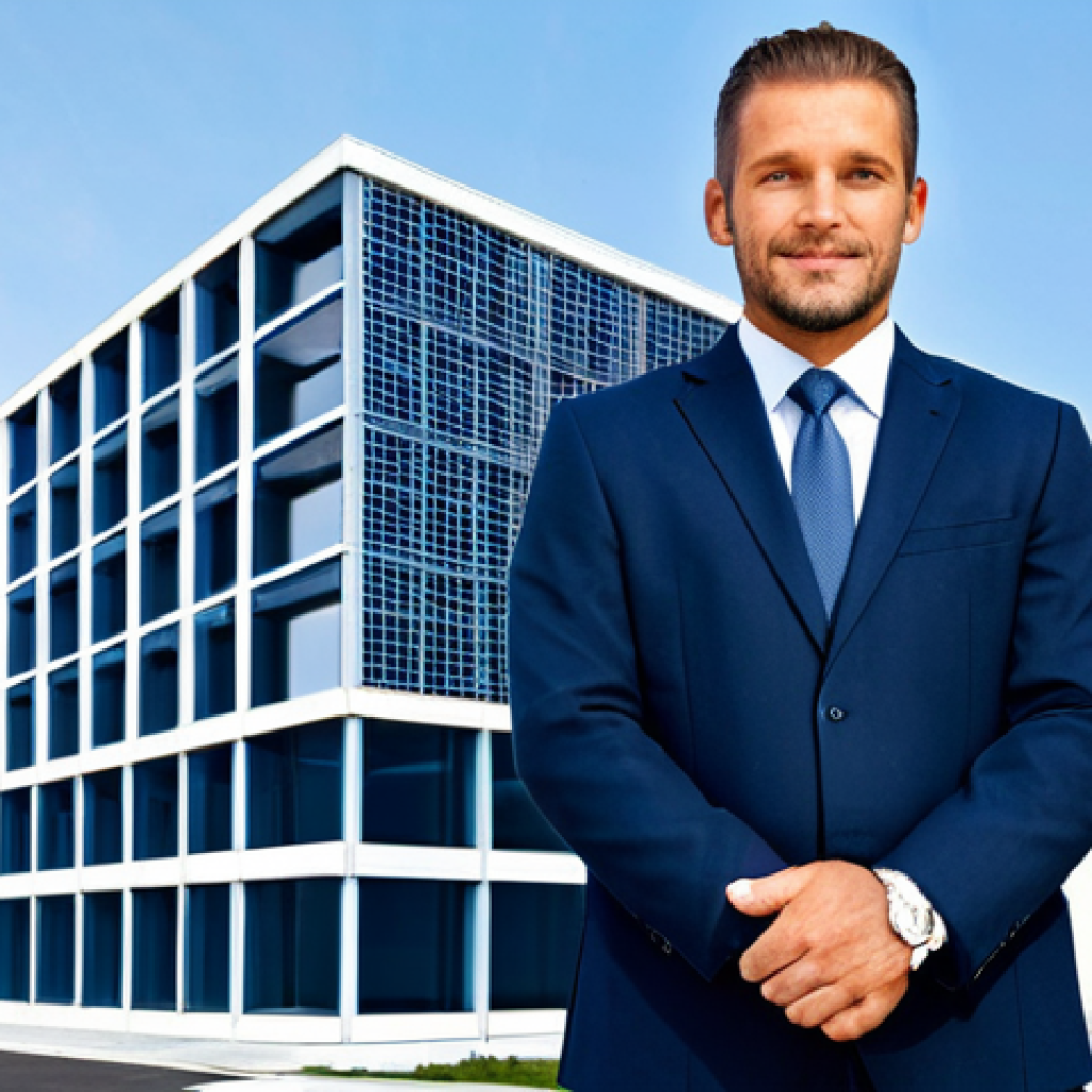**
"A professional architect in a fully clothed, modest business attire standing in front of a modern building design blueprint, appropriate content, safe for work, perfect anatomy, correct proportions, natural pose, professional presentation, high quality rendering."
**