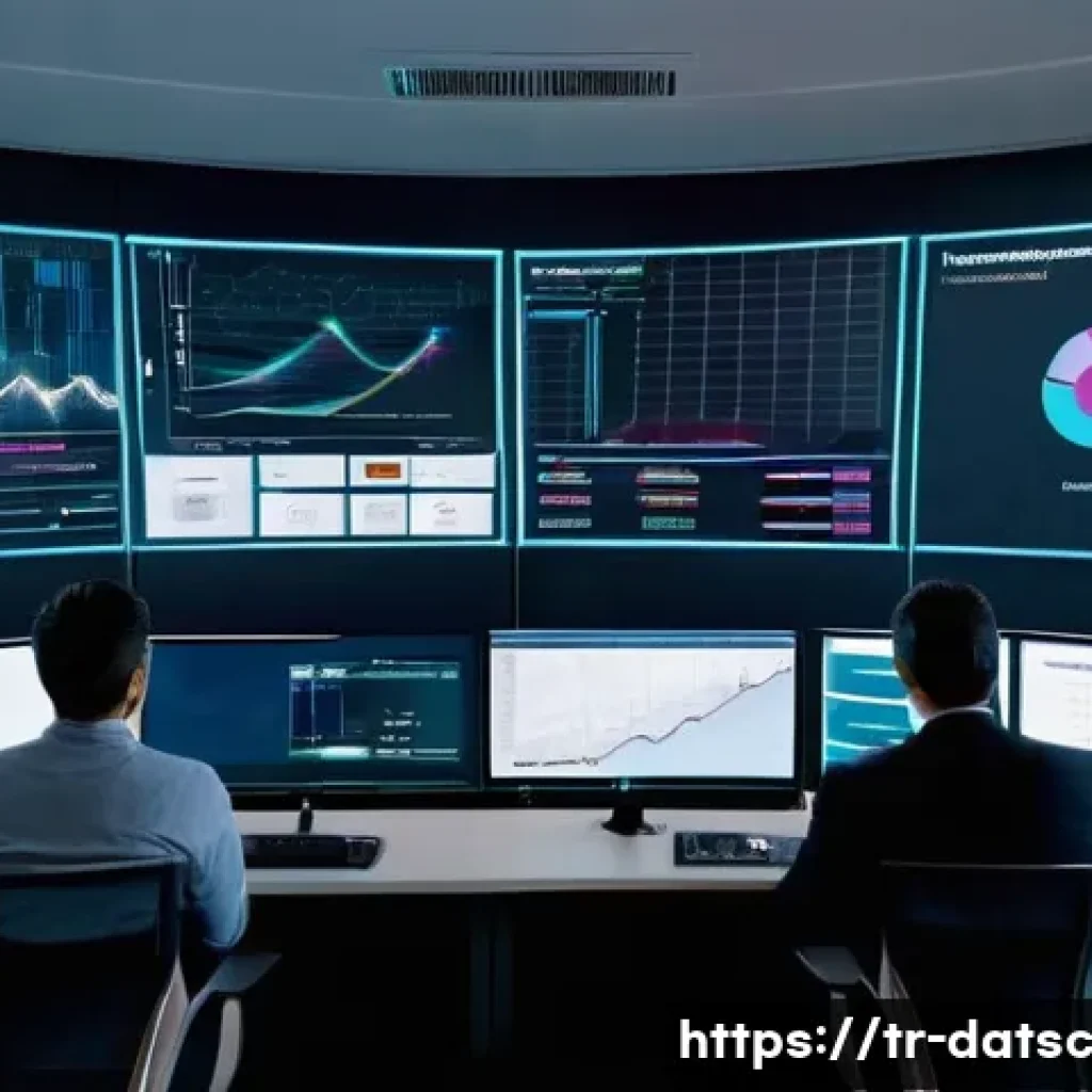 최신 인공지능 기술을 활용한 데이터베이스 최적화 - A high-tech data center control room in Istanbul, featuring a diverse team of Turkish IT professiona...