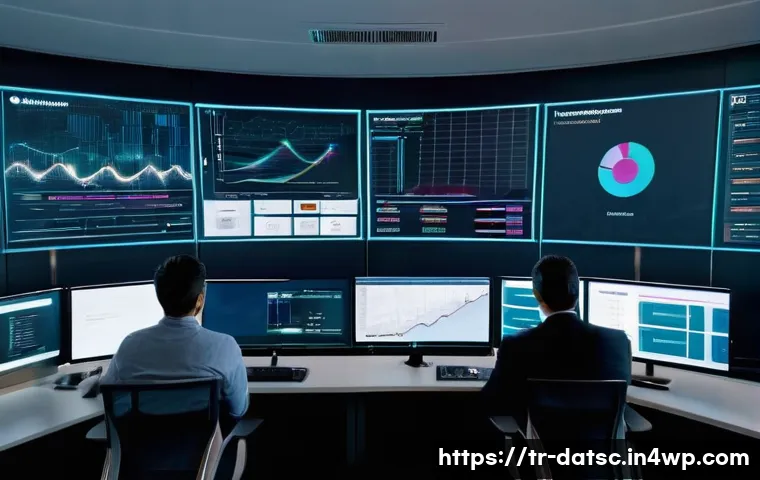 최신 인공지능 기술을 활용한 데이터베이스 최적화 - A high-tech data center control room in Istanbul, featuring a diverse team of Turkish IT professiona...