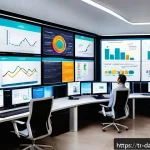 Home 23 데이터베이스 자동화 도구들을 활용한 최적화 - A modern office environment with diverse Turkish IT professionals collaborating around multiple larg...