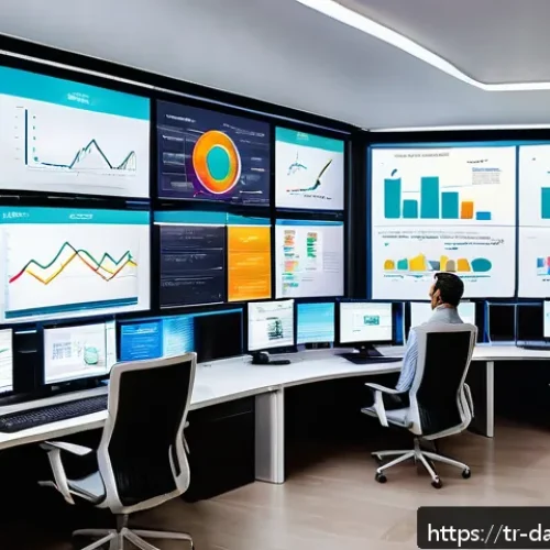 Home 17 데이터베이스 자동화 도구들을 활용한 최적화 - A modern office environment with diverse Turkish IT professionals collaborating around multiple larg...