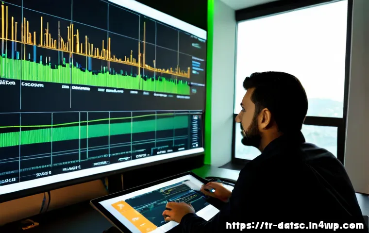 Home 17 데이터베이스 트래픽 관리 및 최적화 방법 - Photorealistic modern Istanbul technology office, Turkish database engineer monitoring organized ser...